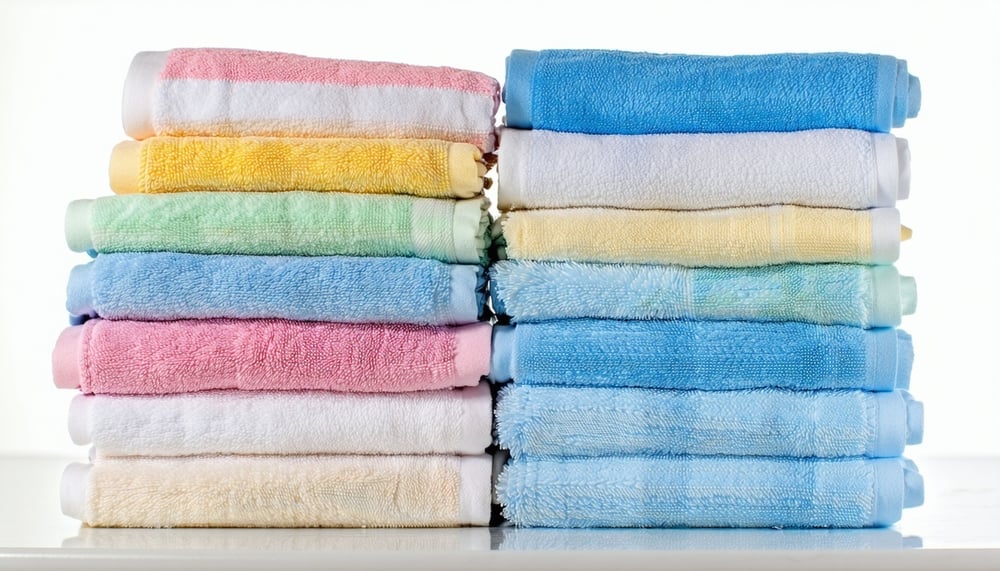 Assorted high-quality bath and kitchen towels in bulk packaging